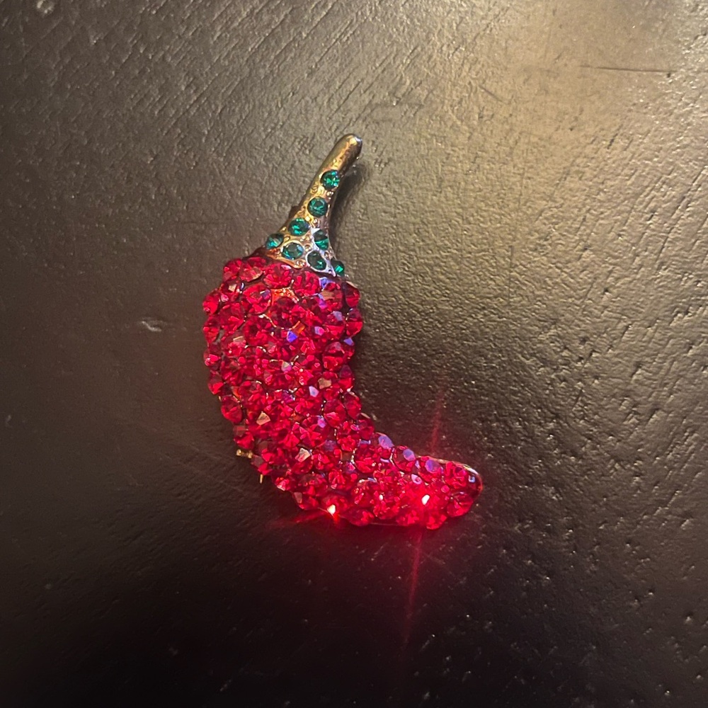 Sparkling Red Chili Pepper Brooch
